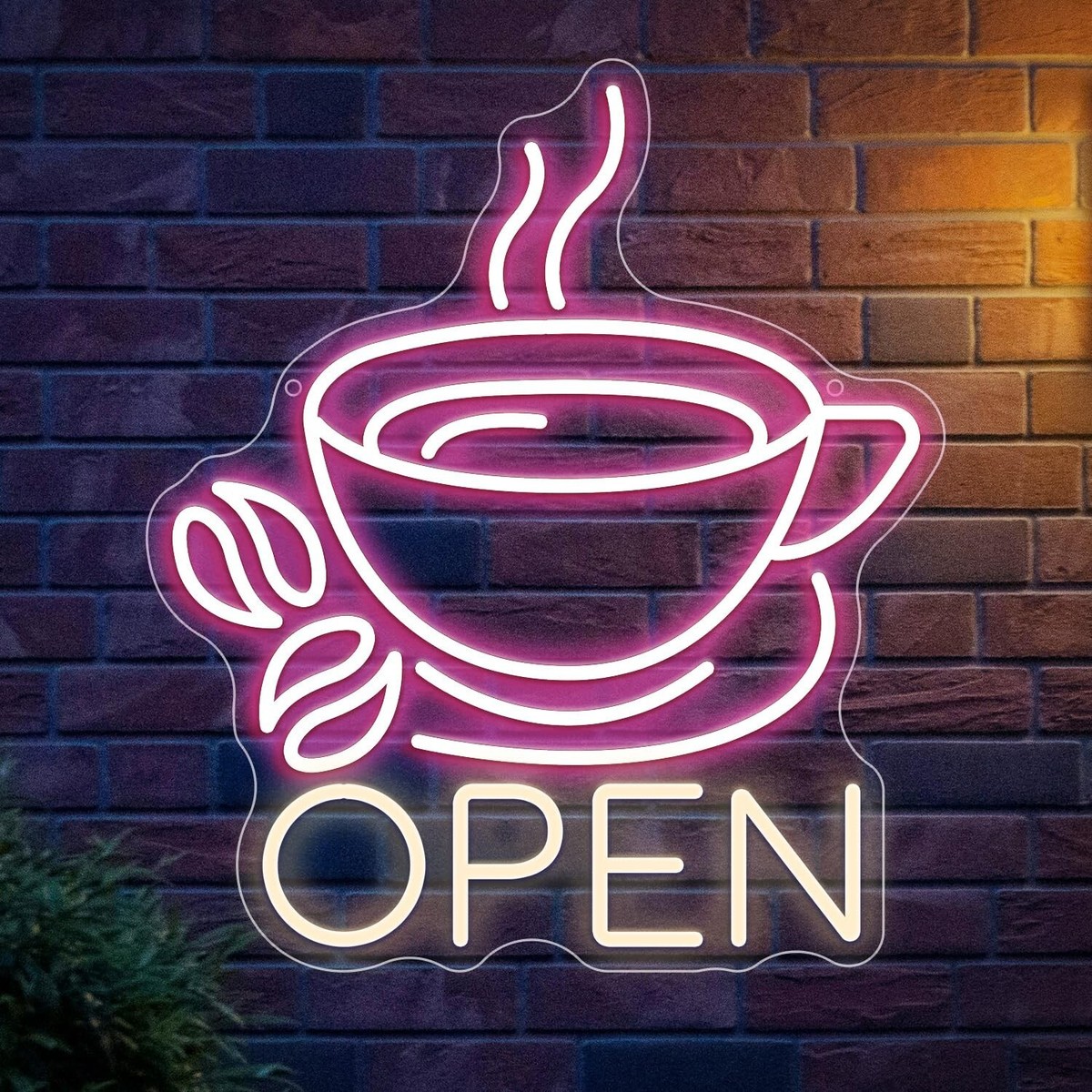 Coffee Cup Open Led Neon Sign For Business Wall Decor, Usb Powered