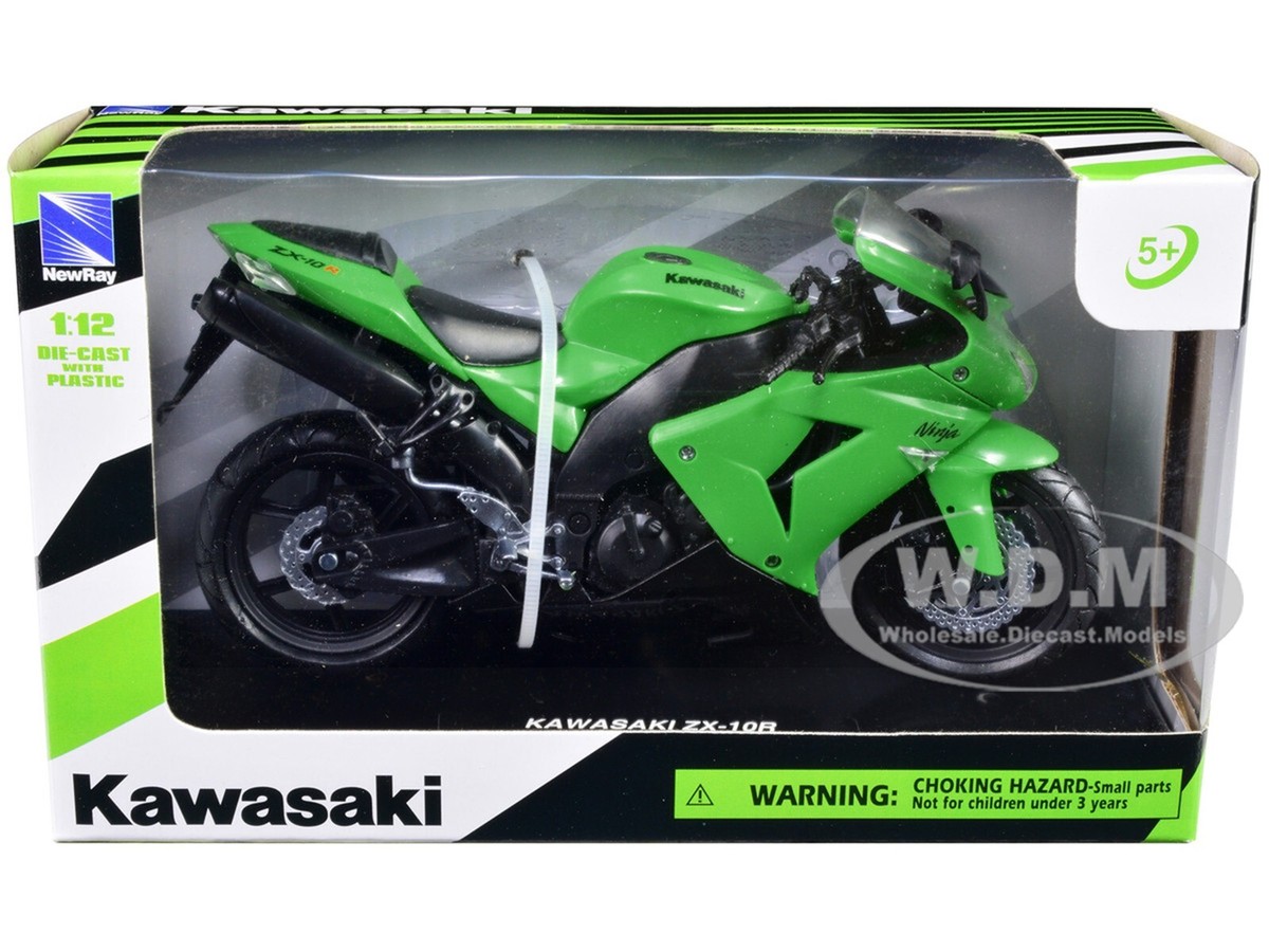 KAWASAKI ZX-10R NINJA GREEN 1/12 DIECAST MOTORCYCLE MODEL BY NEW