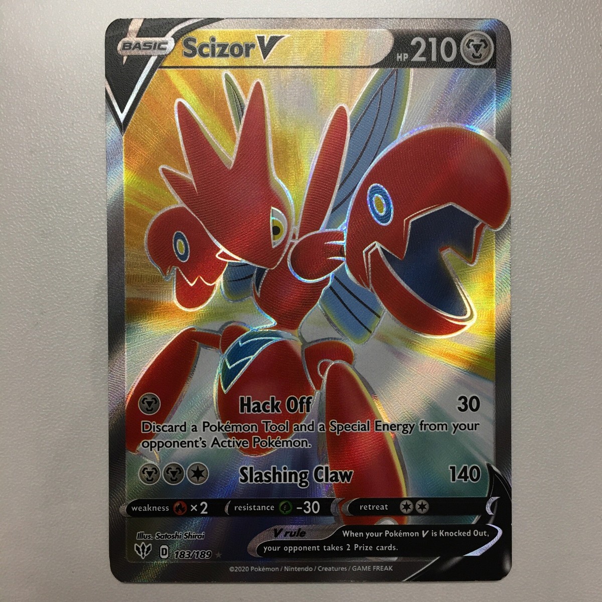 Scizor V 183/189 - Full Art Ultra Rare Darkness Ablaze Pokemon