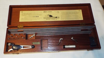 Vintage K&E LEROY Lettering Set Drafting Keuffel Esser Wooden Case