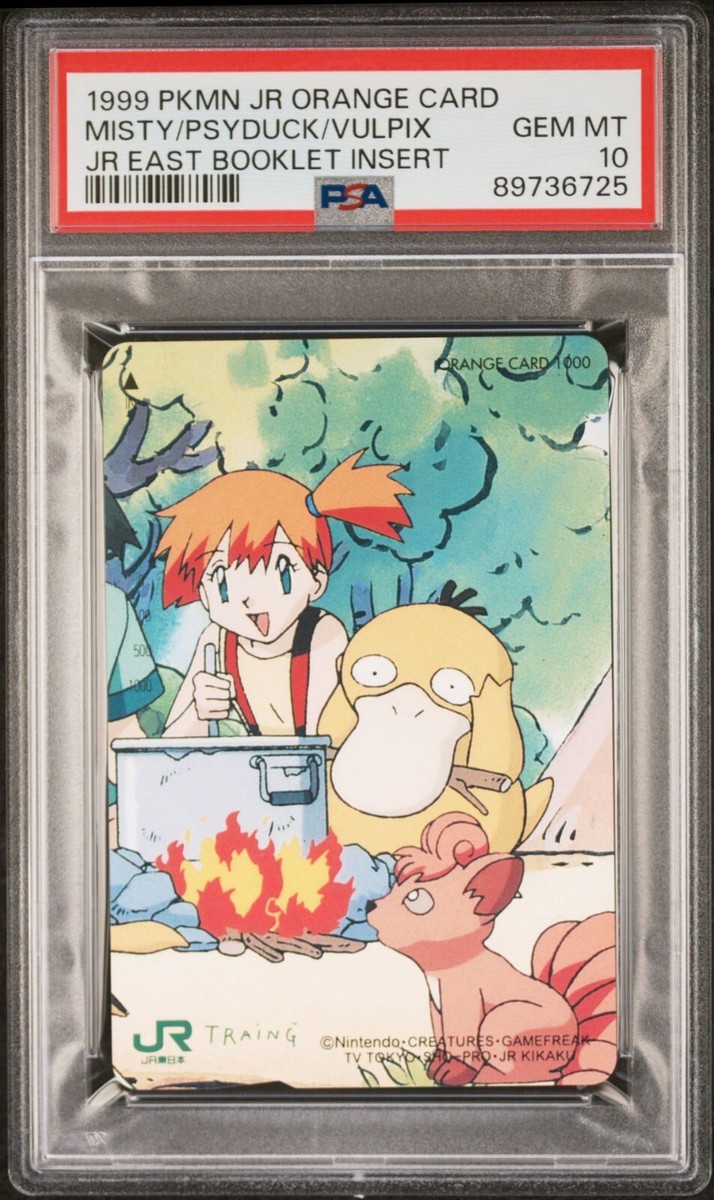 PSA 10 Psyduck Misty &Vulpix JR East Orange Card Pokemon Phone
