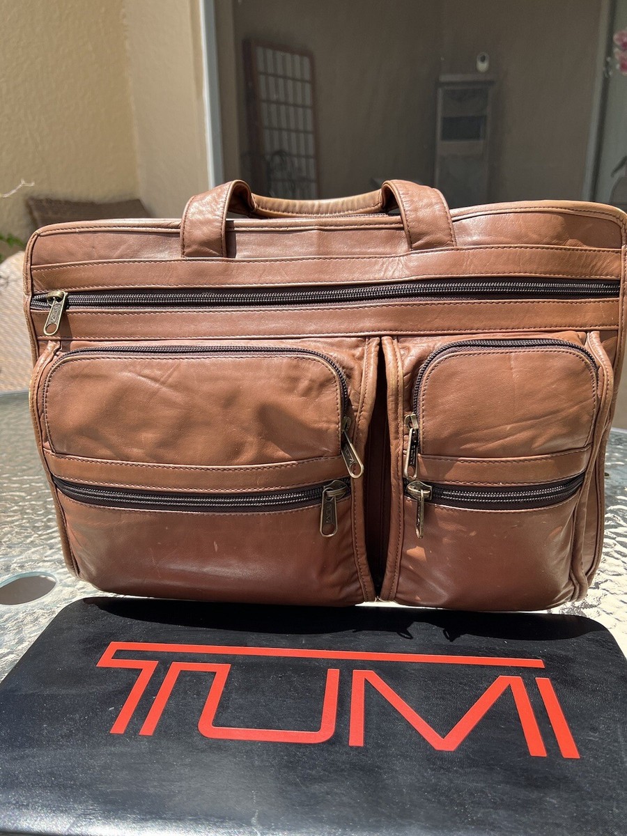 Tumi Alpha Ultra Rare Vintage Brown Leather Briefcase Laptop Bag 2