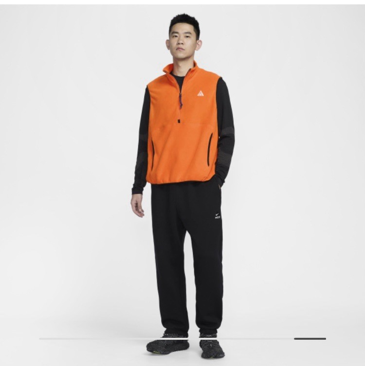 NIKE ACG Wolf Tree Men's Vest Polartec Size Medium Orange/Black