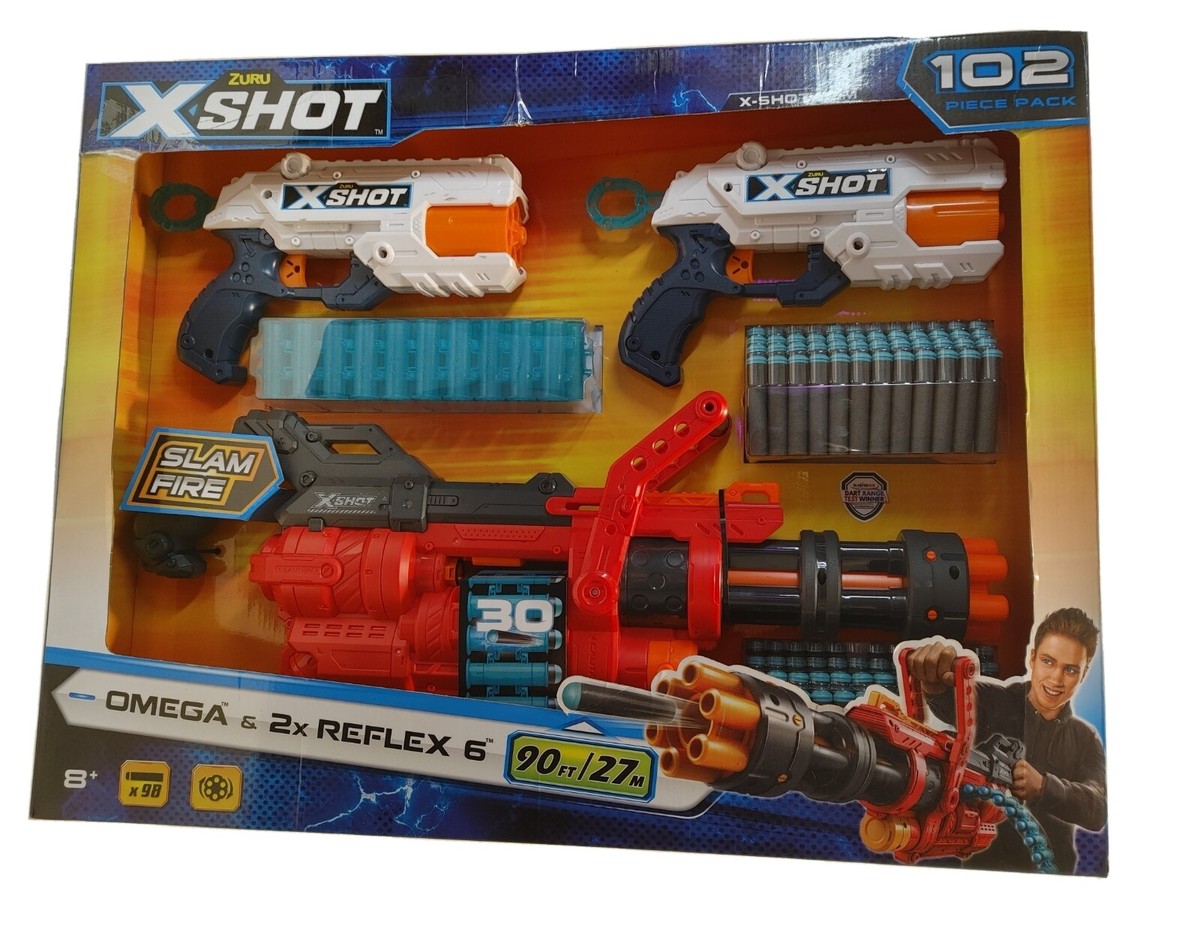 ZURU X-Shot Combo Pack OMEGA and 2 Reflex 6 Slam Fire Xshot OMEGA