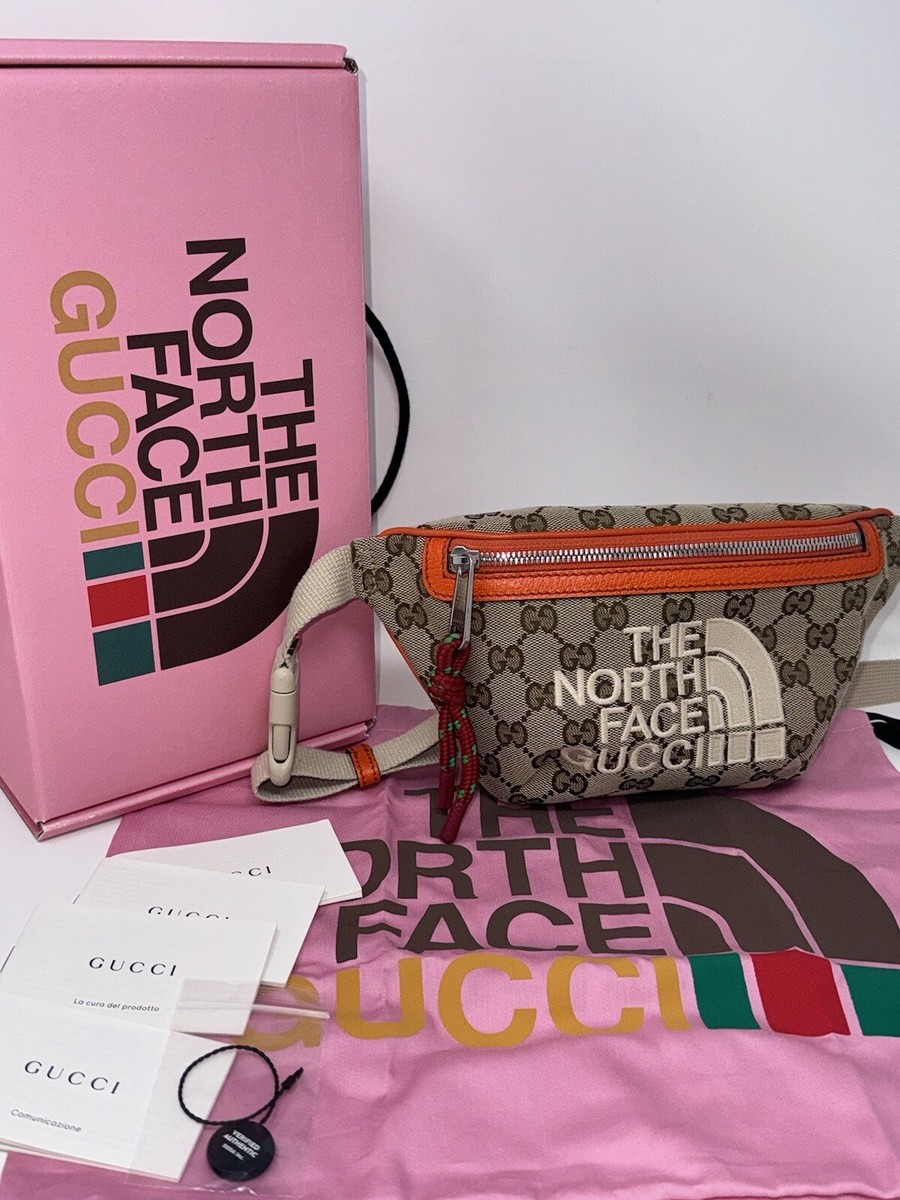 GUCCI X North Face Canvas Waist Belt Bag Beige Orange EUC | eBay