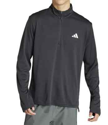 adidas Men Black Train Essentials Quarter-Zip Pullover Top (IL7157