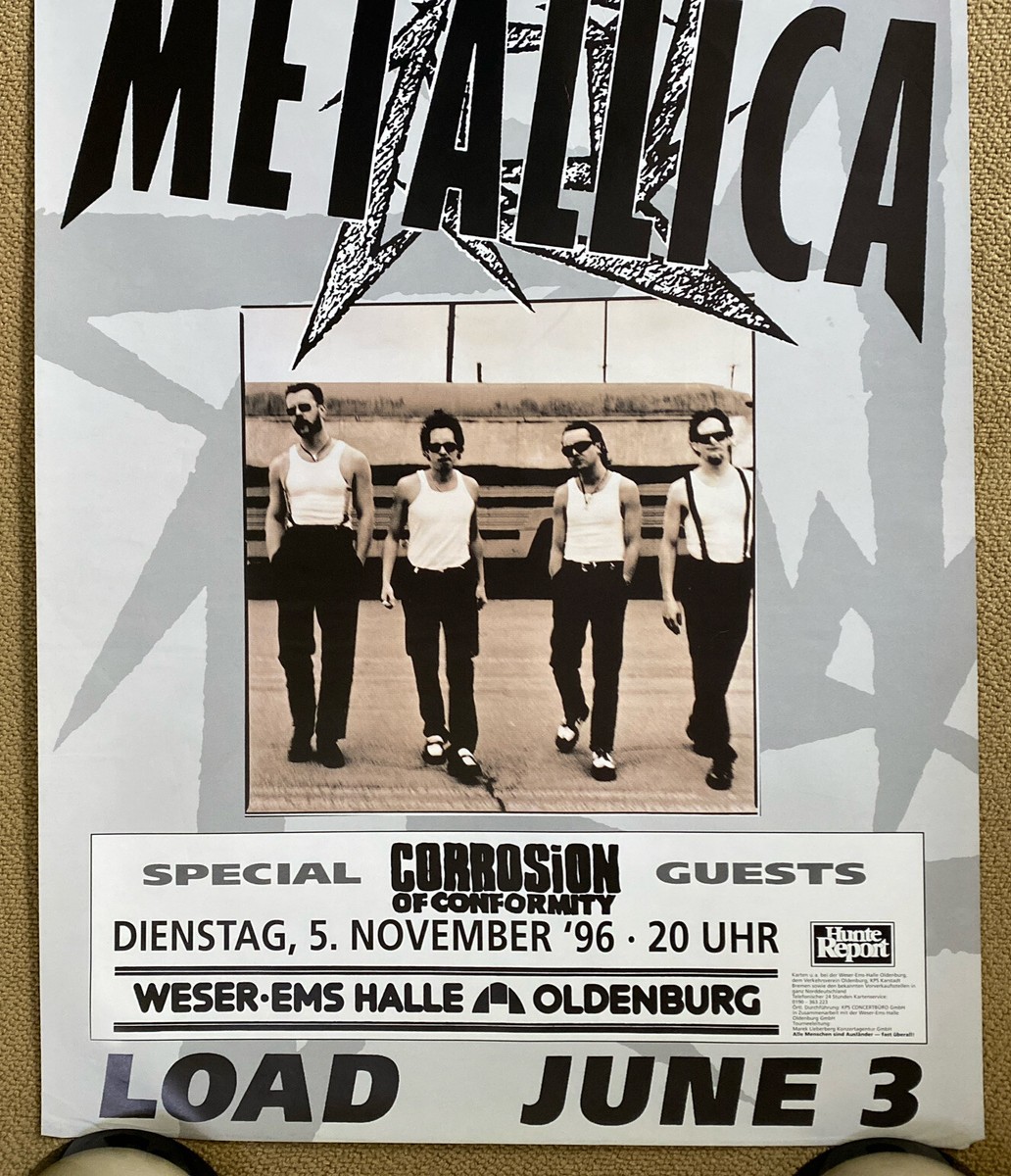 Metallica Vintage Poster Load June 1996 German Concert Tour