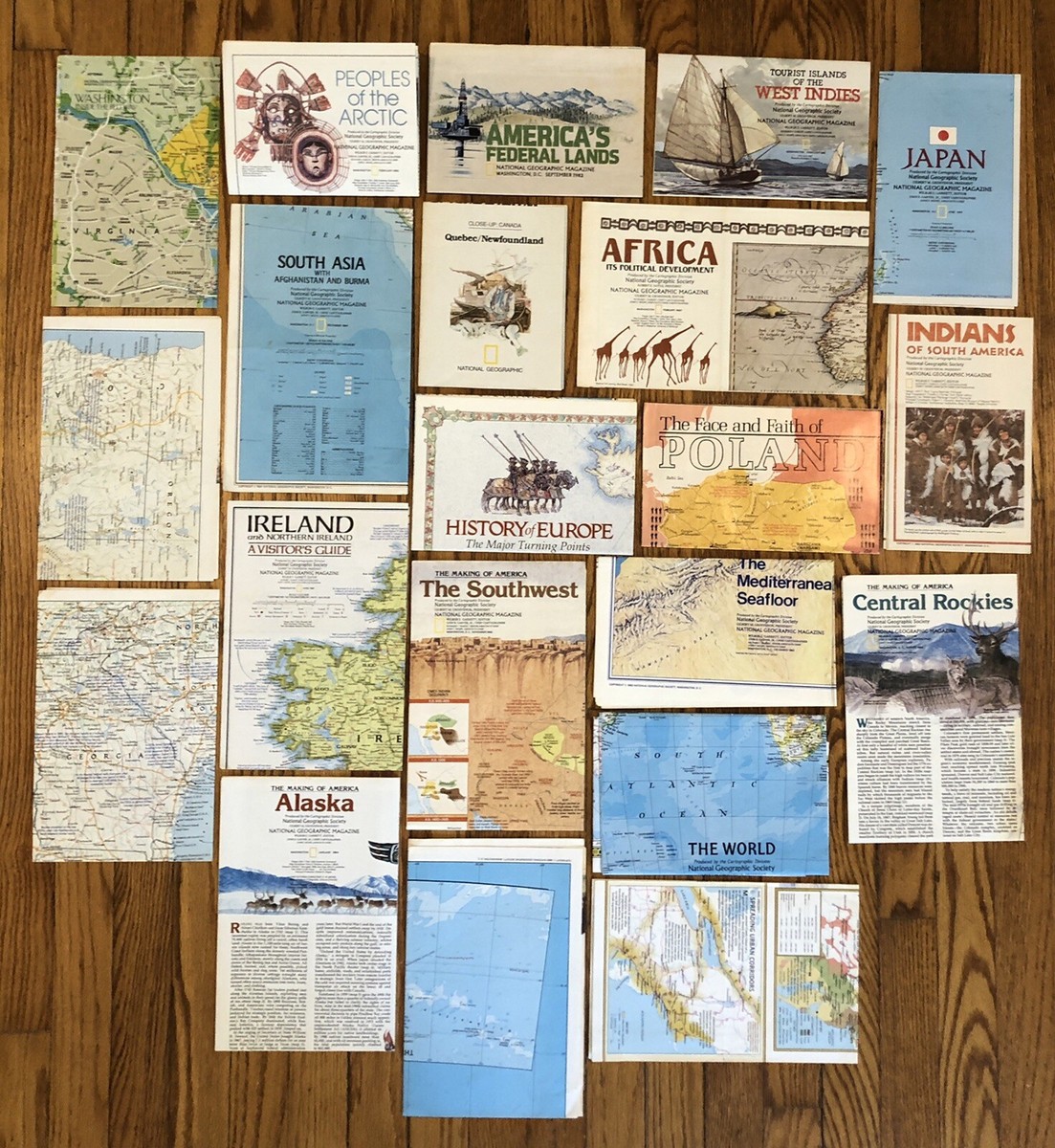 National Geographic Maps Lot of 21 Assorted 1980-84 Japan, Africa