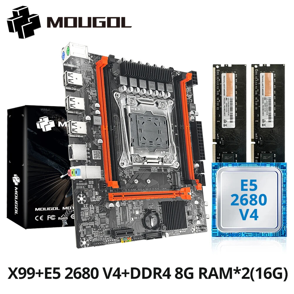 MOUGOL X99 Gaming Kit: Xeon E5-2680 V4 + 16GB DDR4 + M.2 NVMe Slot