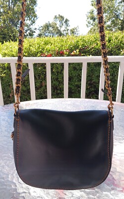 Coach 1941 Turnlock Saddle Crossbody Black w/Metal & Leather