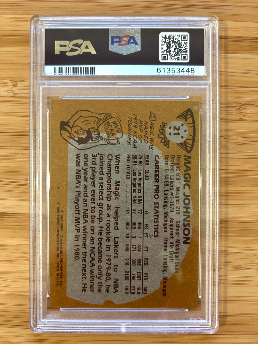 Magic Johnson Solo Rookie Card RC 1981 Topps Basketball #21 PSA 7