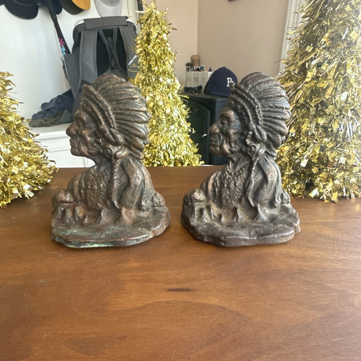 American Indian Bookends In Antique Metalware for sale | eBay