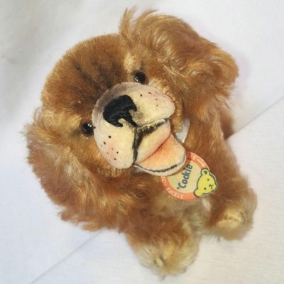Plush Toy Steiff Cookie Stuffed Dog Brown Smiling face Made in