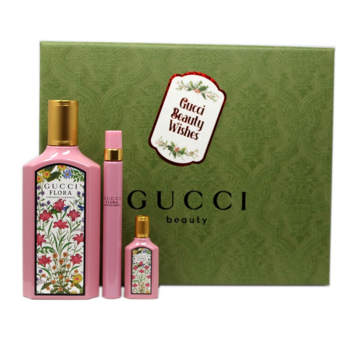 GUCCI FLORA GORGEOUS GARDENIA 3 PIECE GIFT SET EAU DE PARFUM SPRAY