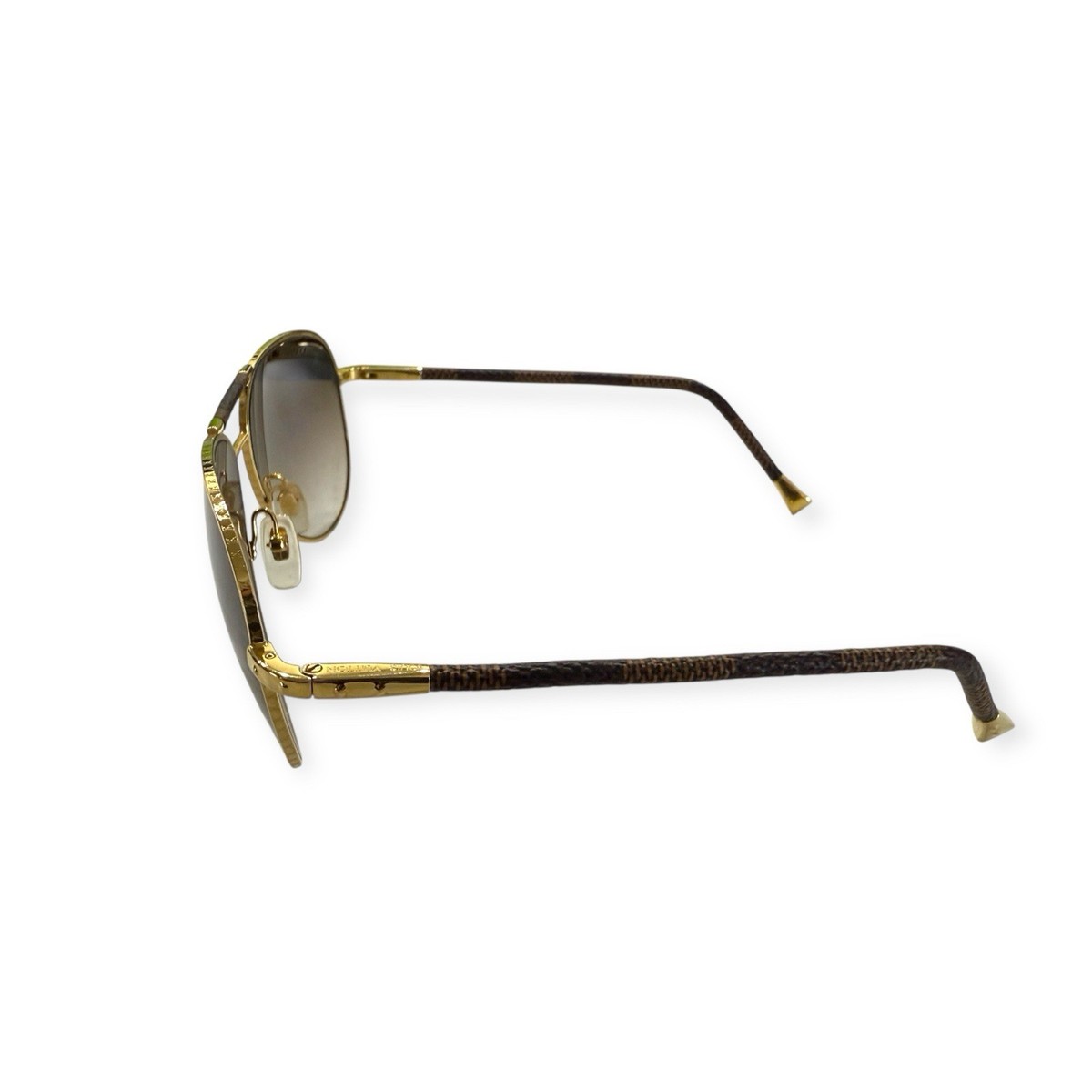 LOUIS VUITTON Conspiracy Pilot Damier Canvas Sunglasses Brown x
