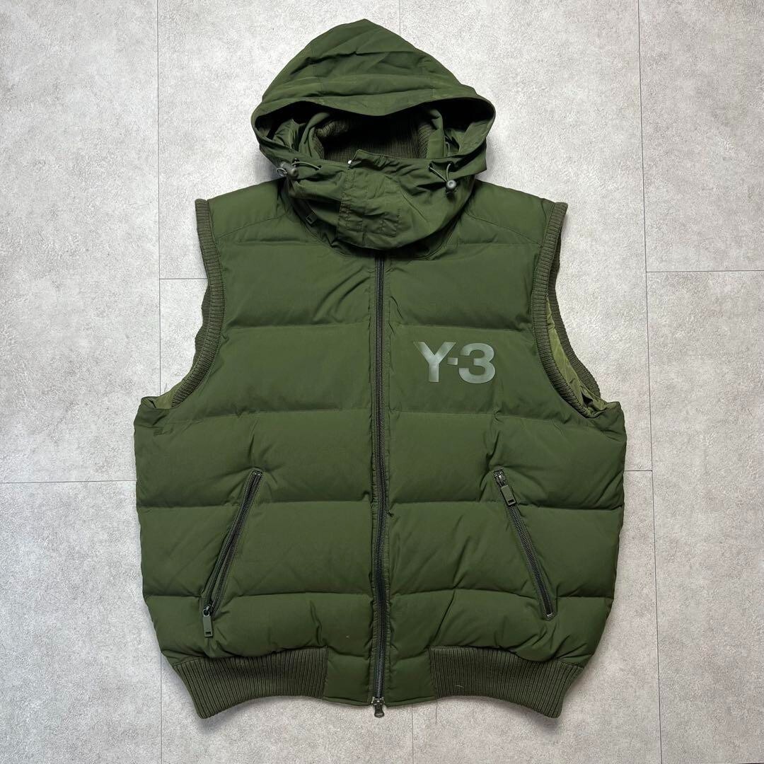 Y-3 Logo Puffer Zip Vest Khaki Size:M | eBay