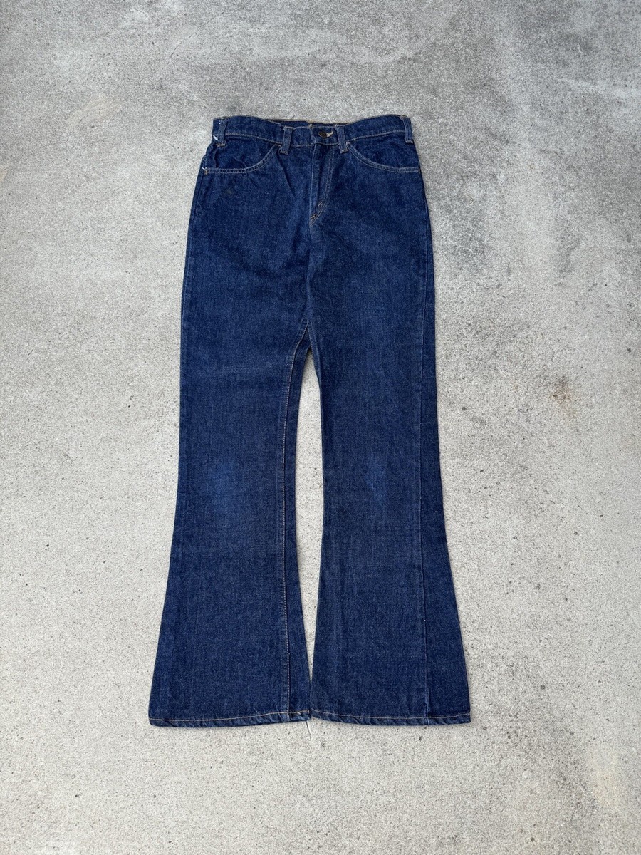Vintage 70's Levi's 646 Orange Tab Bellbottom Flare Dark Denim