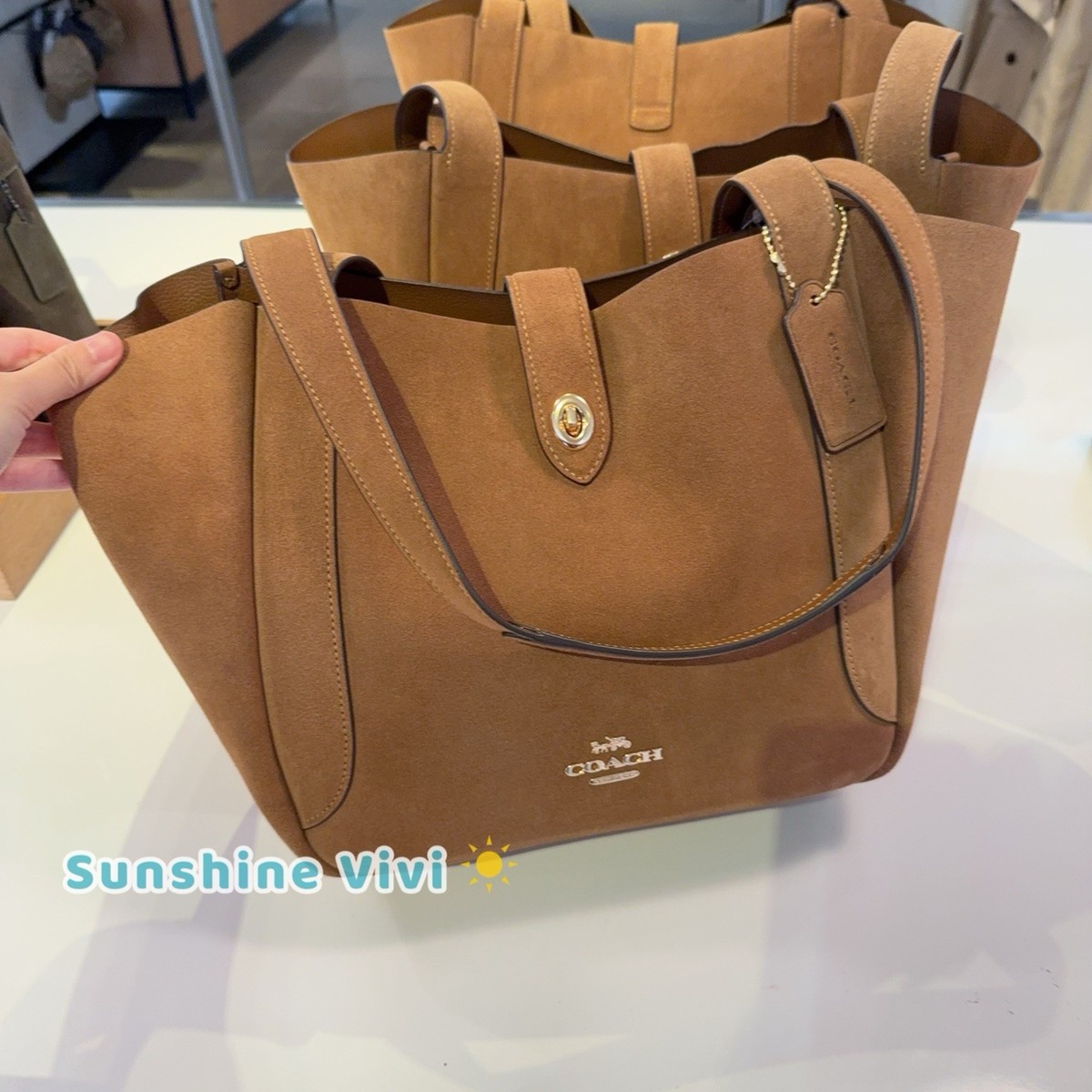 NWT Coach Hadley Turnlock Tote Bag CCC76 Suede Leather /sienna | eBay