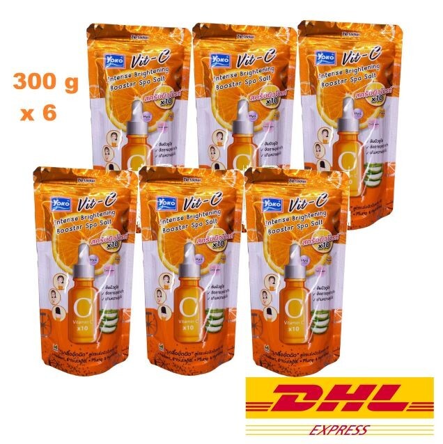 6 x Yoko Vit-C x10 Intense Brightening Booster Spa Salt Body Scrub