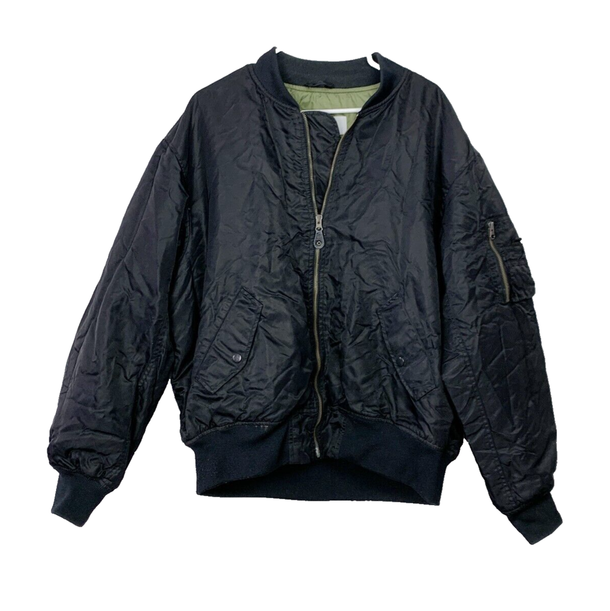 Vintage 90s Y2K Old Navy Black Bomber Eagle Full Zip Jacket Mens