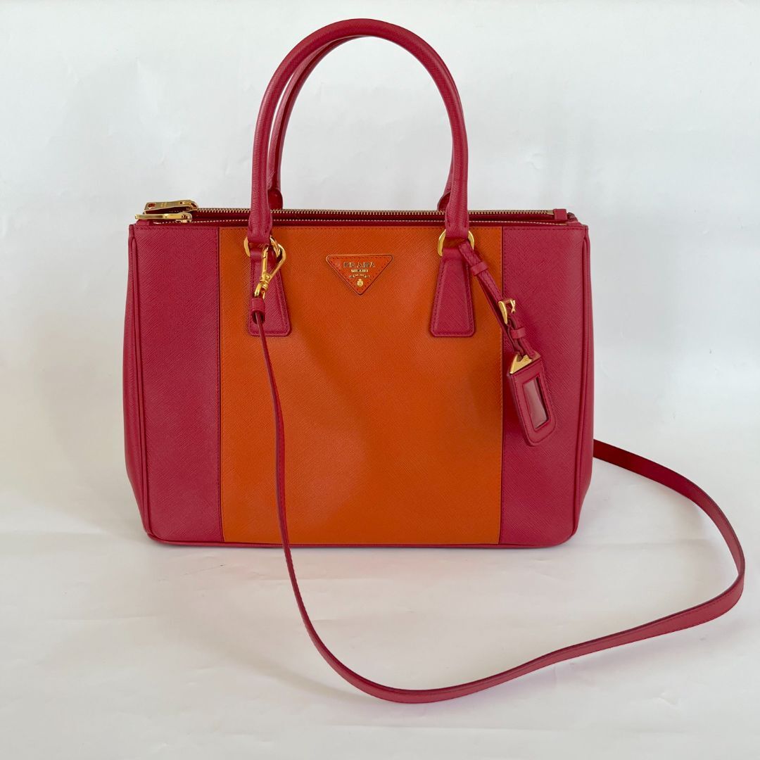 Prada bicolor saffiano leather tote bag w crossbody strap | eBay