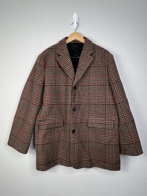 Zara Women Plaid Blazer Black Red Camel Jacket XL 2218/721/700