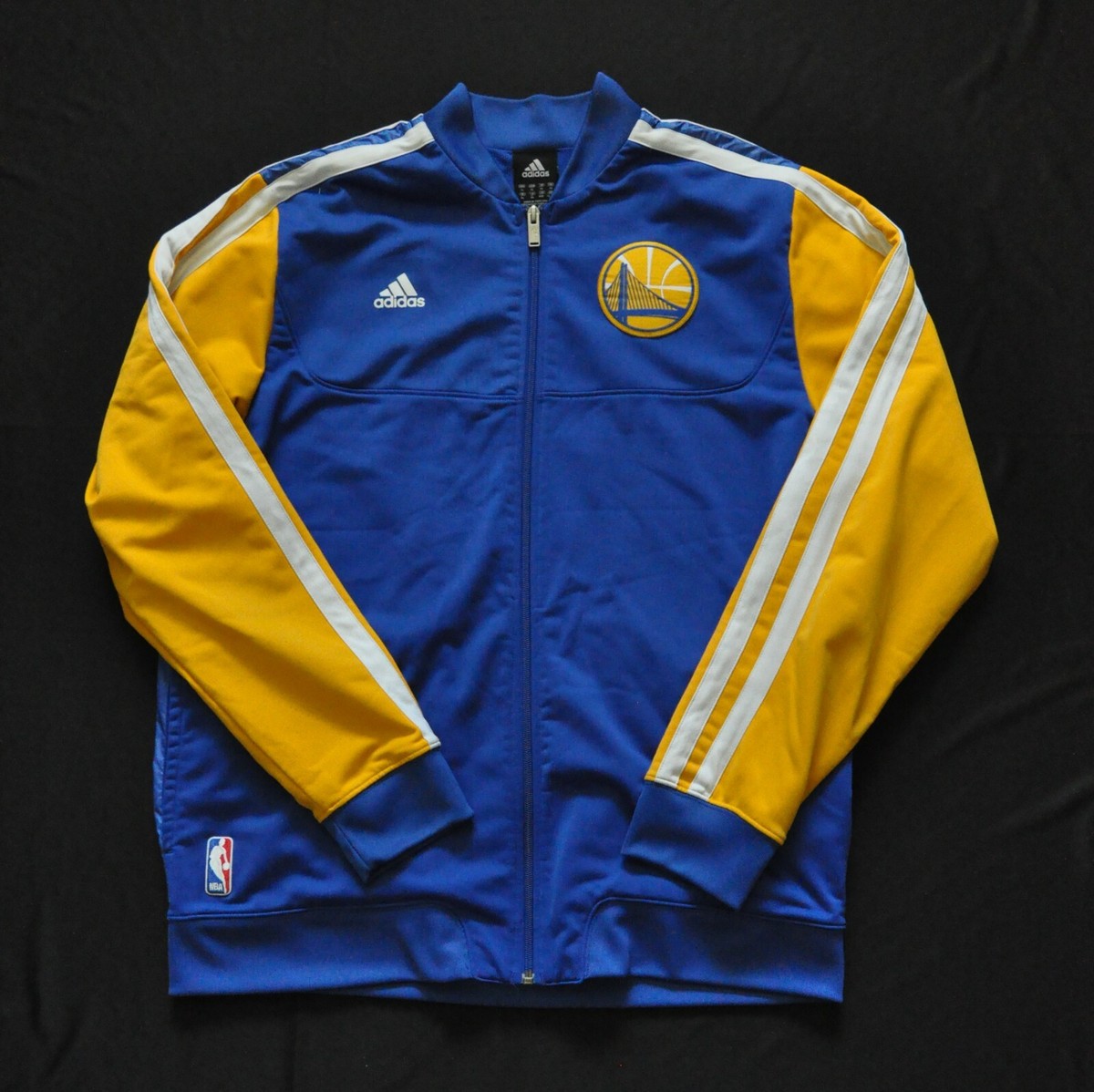 Golden State Warriors Adidas Jacket Warm Up On Court Blue Yellow