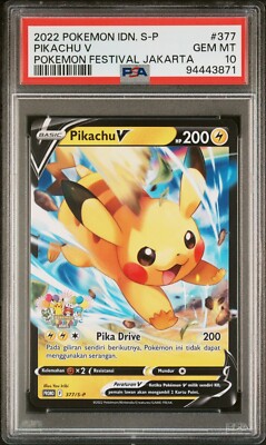 PSA 10 GEM MINT Pikachu V 377/S-P Indonesian Festival Jakarta