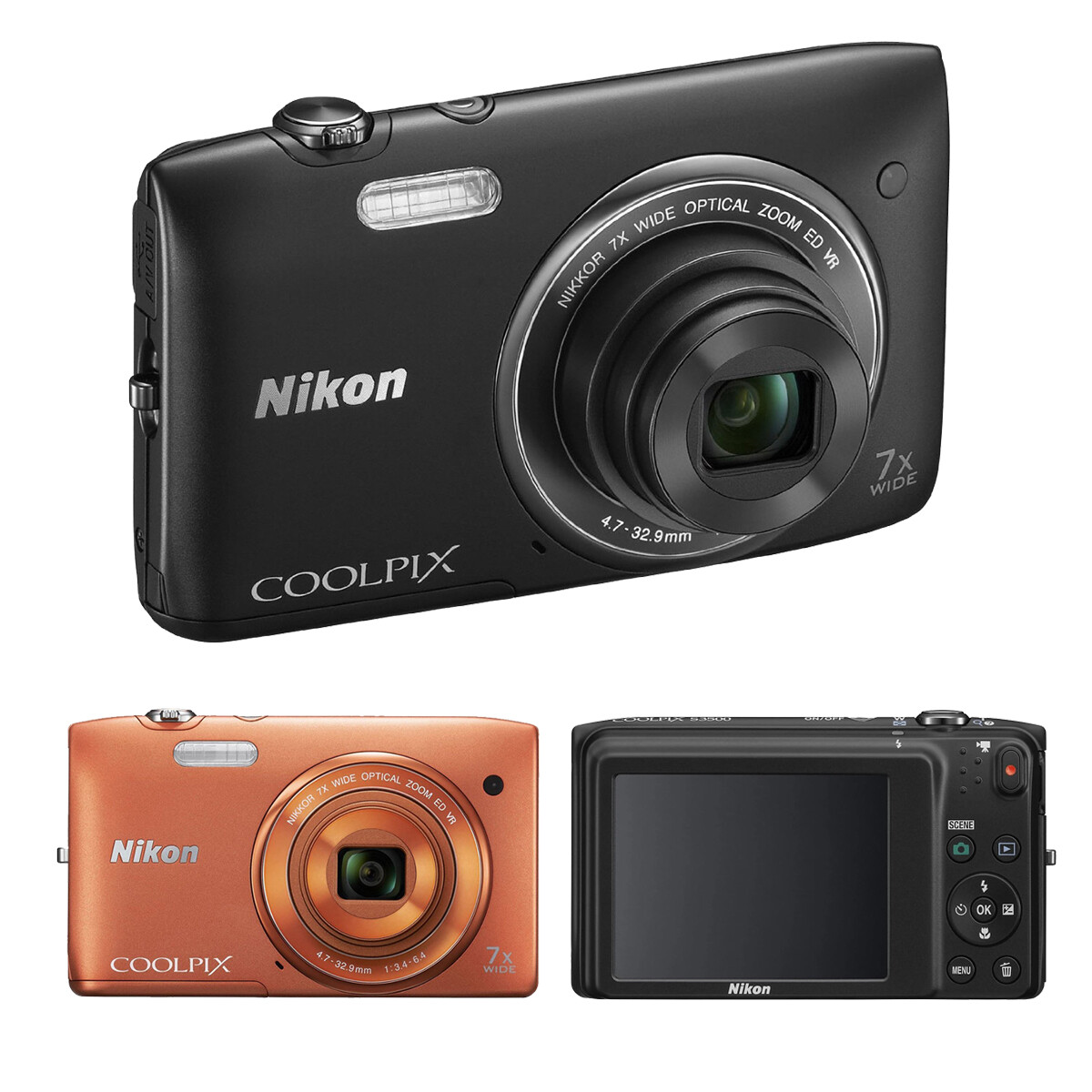 Nikon COOLPIX S3500 Digital Camera 20.1MP f/3.4 4× Digital Zoom 85