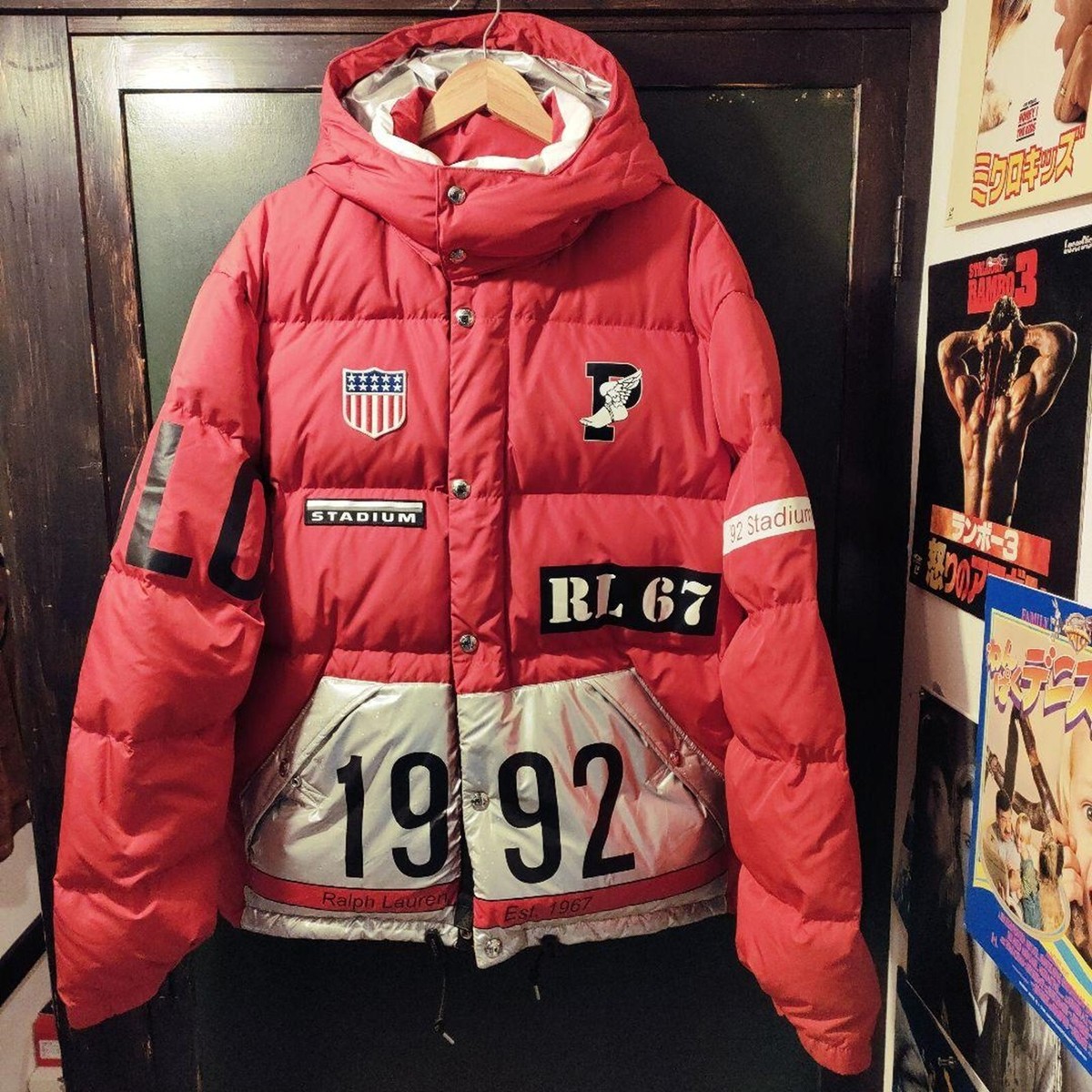 POLO RALPH LAUREN 1992 Winter Stadium Down Jacket Size L Red Used