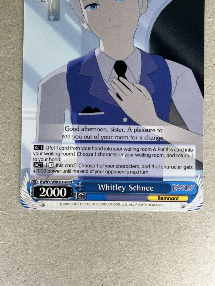 Whitley Schnee RWBY WXE01-49 N Weiss Schwarz RWBY Premium booster