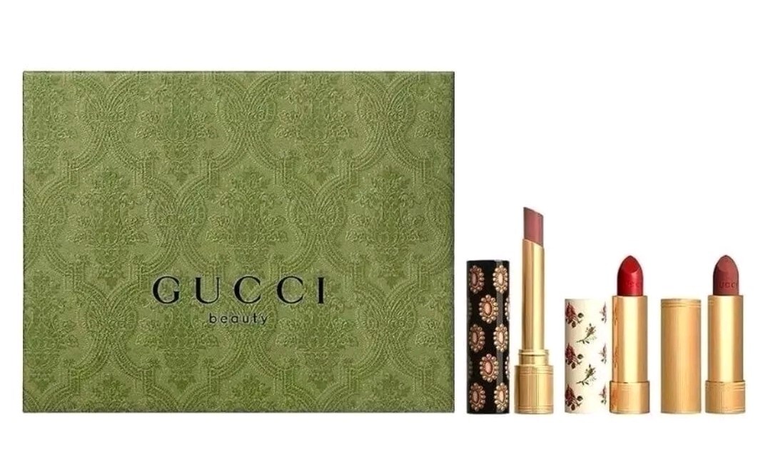 GUCCI Gift Set Rouge de Beauté Brilliant Glow & Care Lipstick Trio