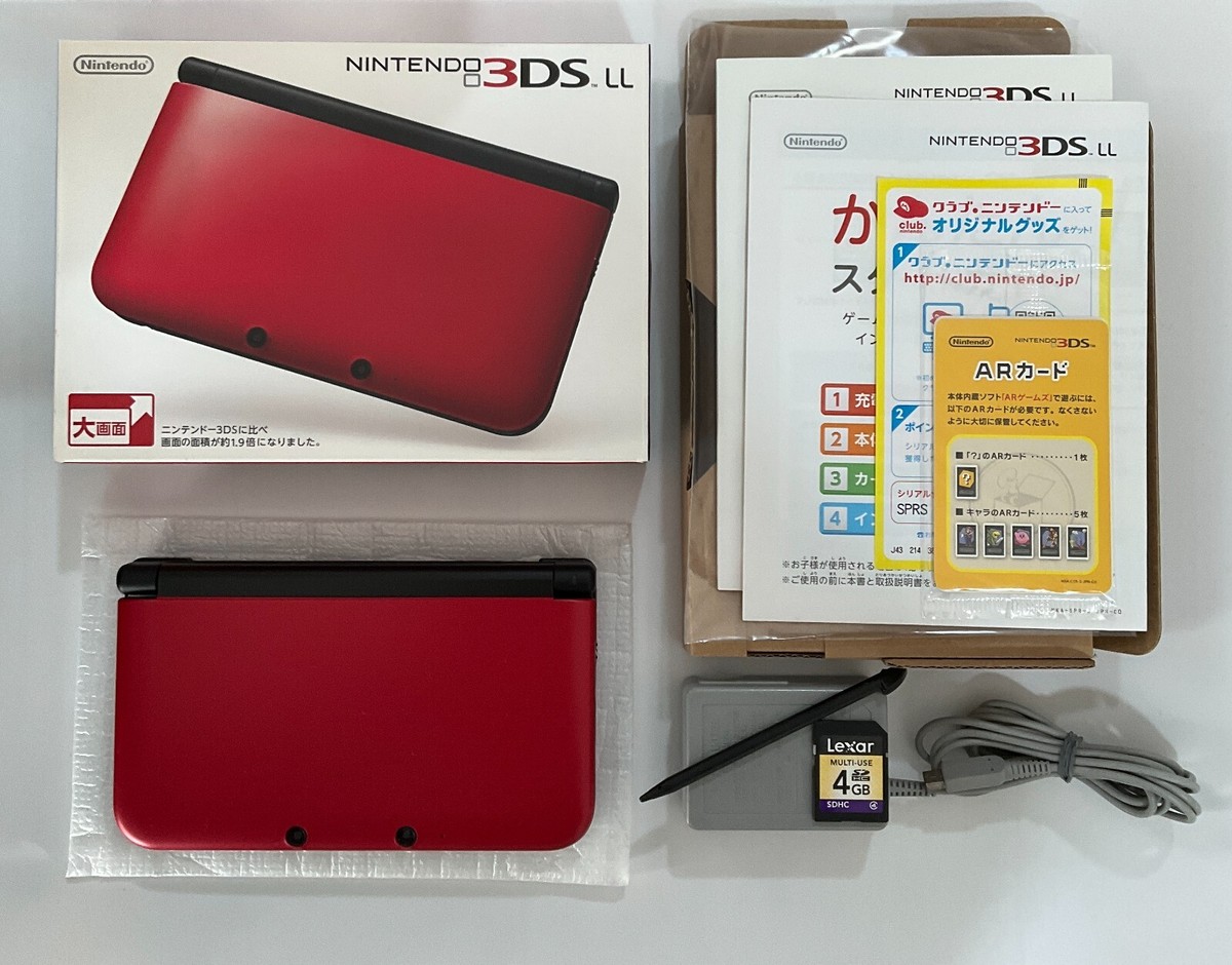 Nintendo 3DS LL XL console Red Black with Charger/Stylus/SDcard