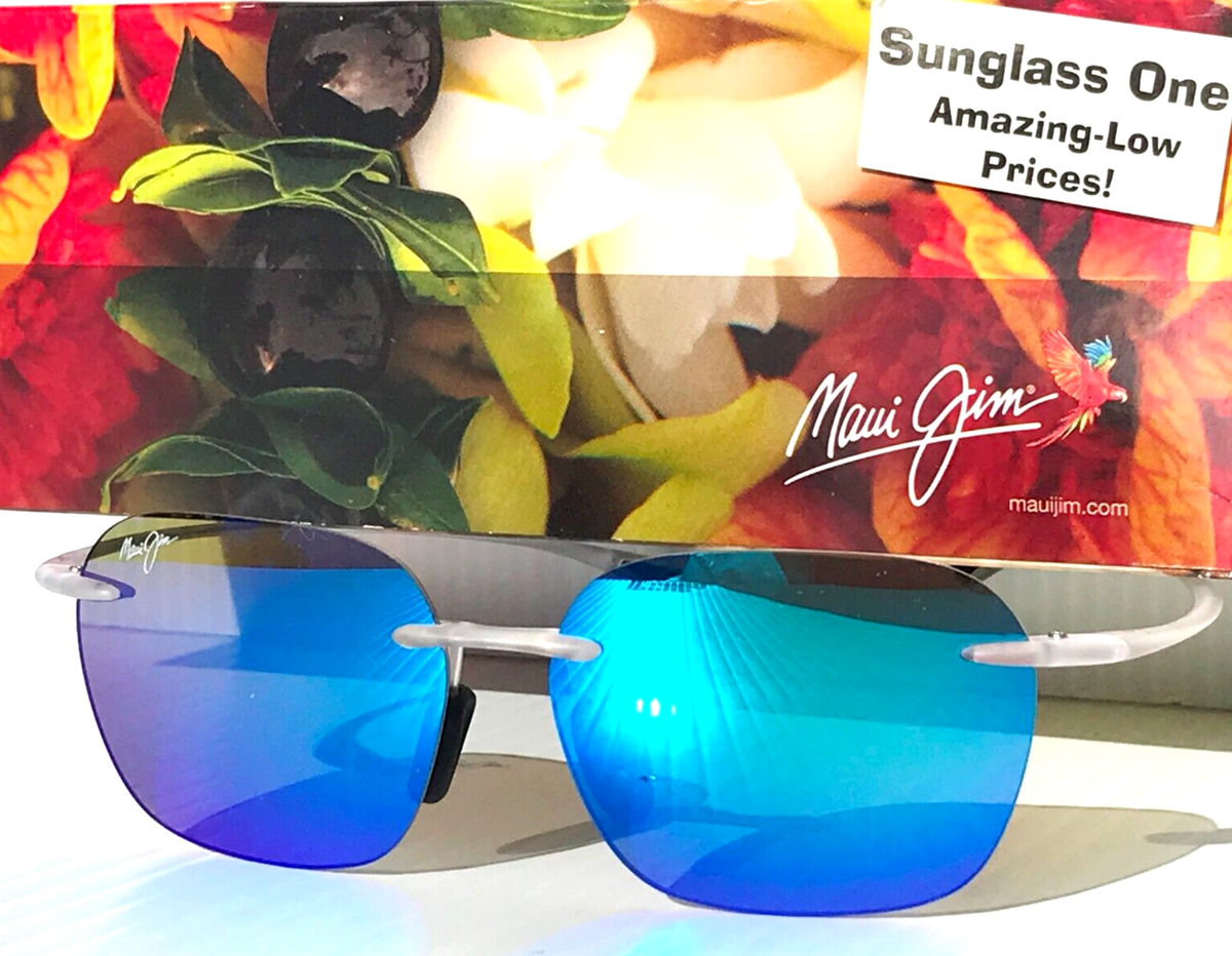 NEW Maui Jim KOMOHANA Matte Clear POLARIZED Maui Blue Small