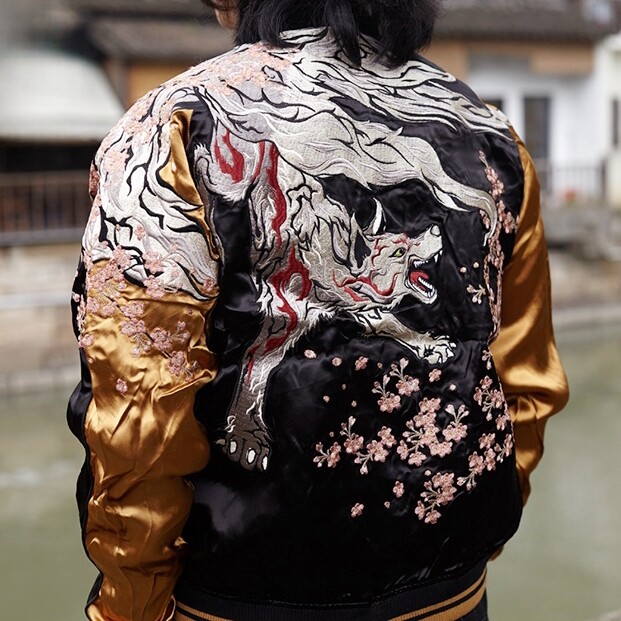 Souvenir Jacket Sukajan Reversible Japanese Pattern Embroidery