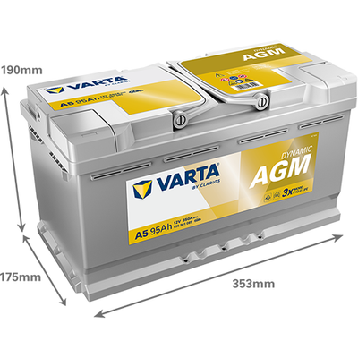 VARTA A5 AGM VRLA 12V 95AH 850A Car Battery Fits JAGUAR