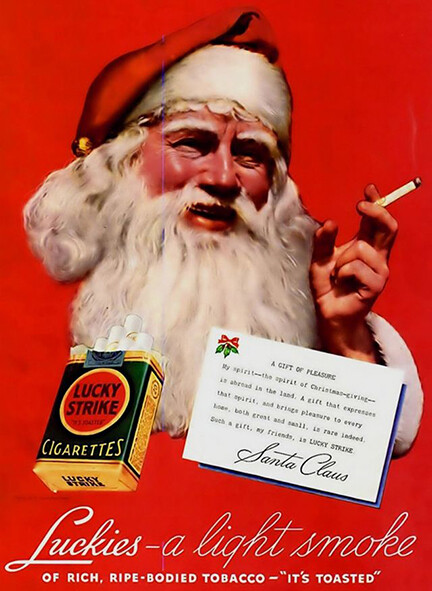 Lucky Strike : Santa :1936 : Vintage Advertisement : Archival