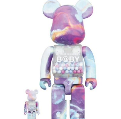 My First BE@RBRICK B@BY Version 400% & 100% Marble MEDICOM