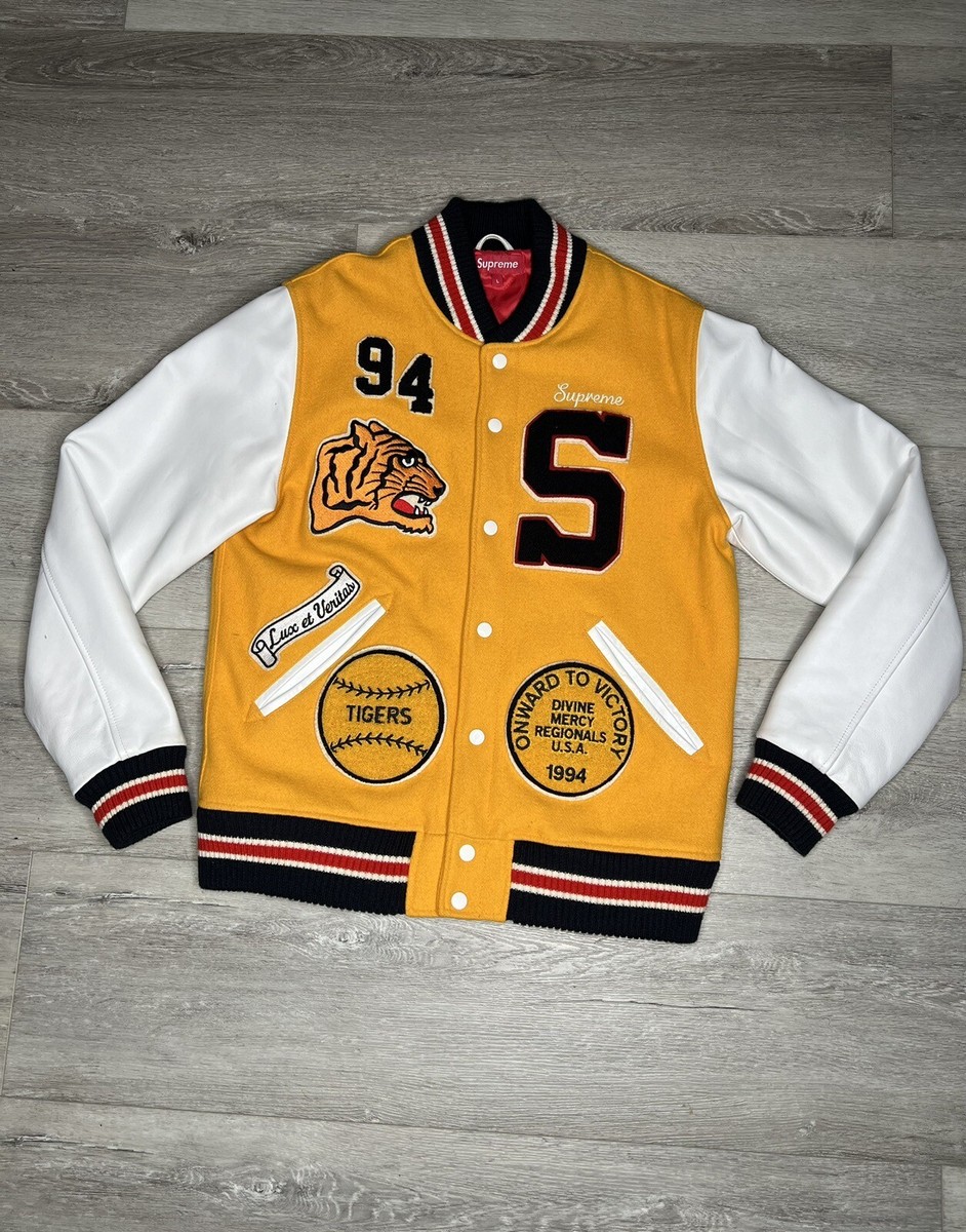Supreme Tiger Varsity Jacket F/W 09 Yellow Rare Vintage Size L