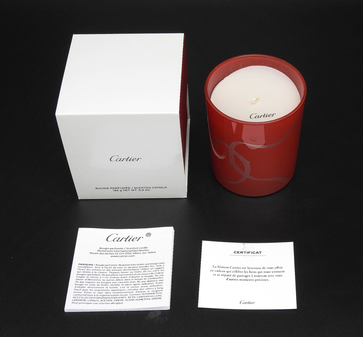 ORIGINAL CARTIER RED ENTRELACES BOUGIE PARFUME SCENTED CANDLE