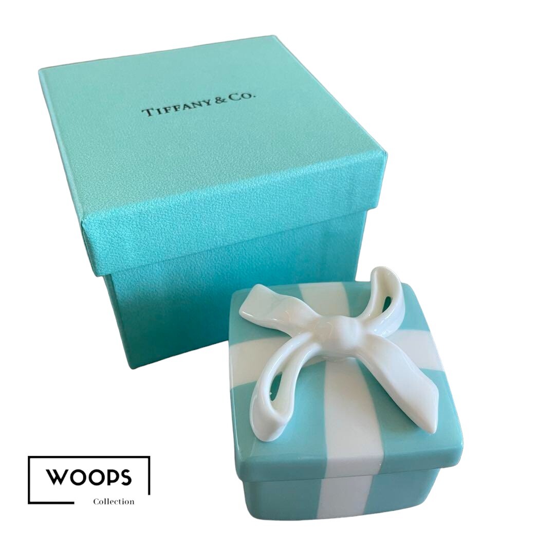 TIFFANY&Co. Jewelry Box Couples Classic Blue Bow Mini Square