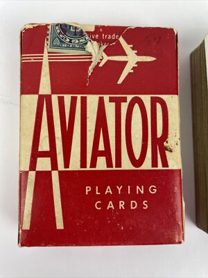 Vintage Aviator Playing Cards Deck Red White Box no. 914 Partial