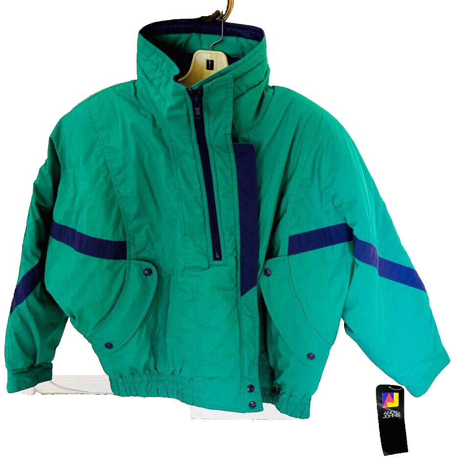 NWT VINTAGE Andy Johns GREEN Womens Puffy SKI Apres Jacket RETRO