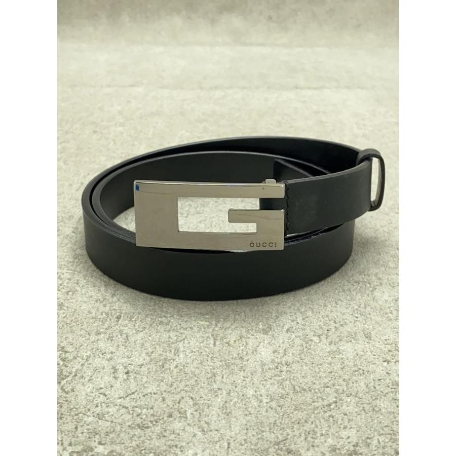 Gucci Silver G Logo Buckle Belt Leather Black Women's size 70/28