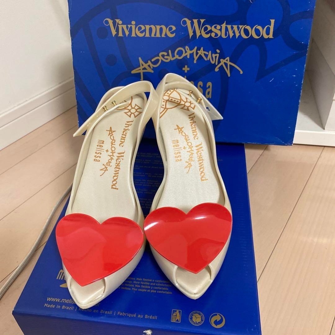 Vivienne Westwood Melissa Heart Pumps White Red 23cm High Heels