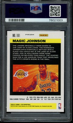 2020-21 Panini Flux #181 Magic Johnson Gold Pulsar Prizm PSA 10