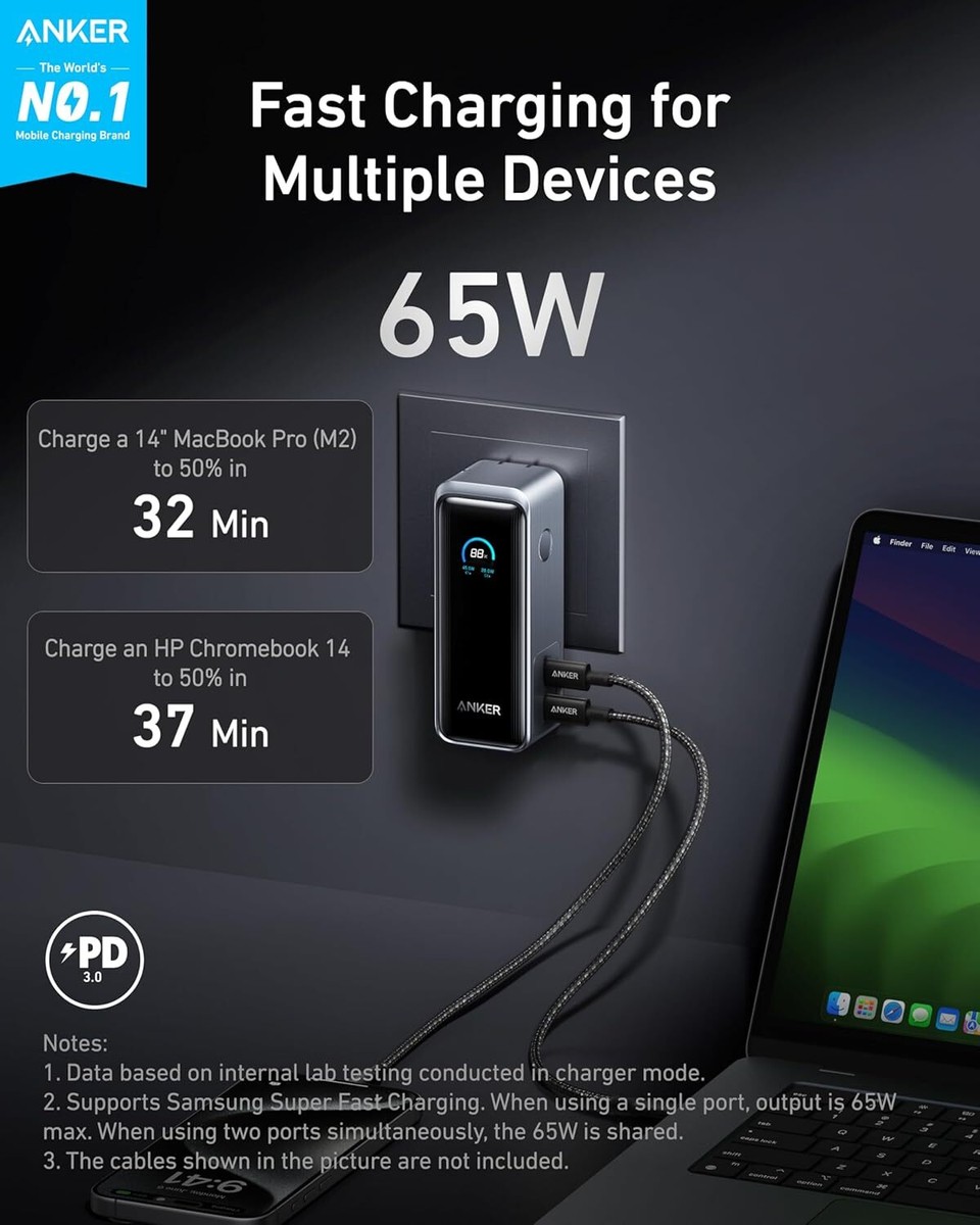 Anker Prime Power Bank 9600mAh 2in1 65W USB-C Charger PD3.0/PPS