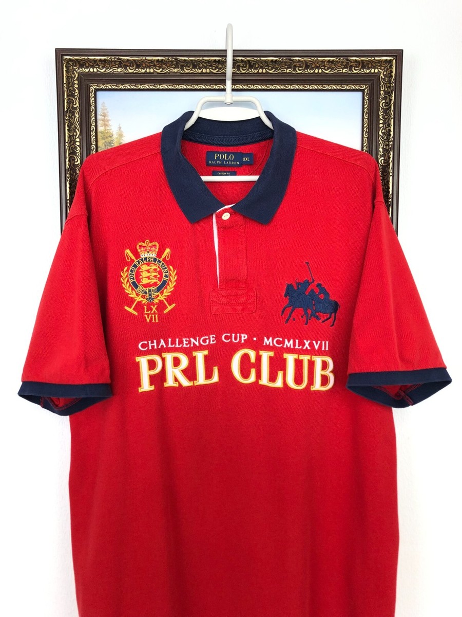 Vintage Polo Ralph Lauren PRL CLUB Polo Shirt Tee Red Mens Rare