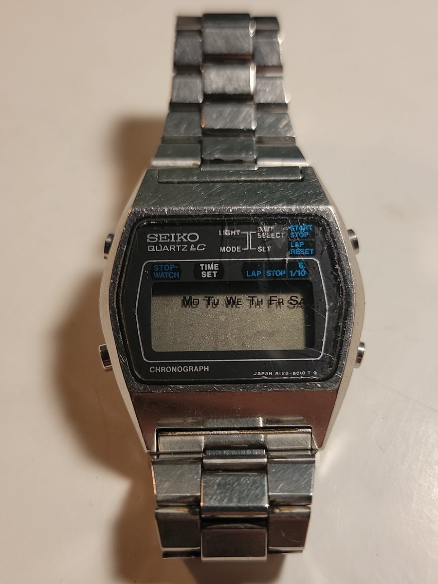 Vintage Seiko Quartz LC Chronograph Mens Wrist Watch - Not Running