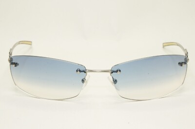 Gucci Sunglasses 1997 Vintage Rimless Silver Blue GG 1784/STRASS